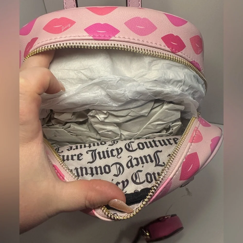 Juicy Couture New Sealed with a Kiss Backpack in Pink Faux Leather - NWT